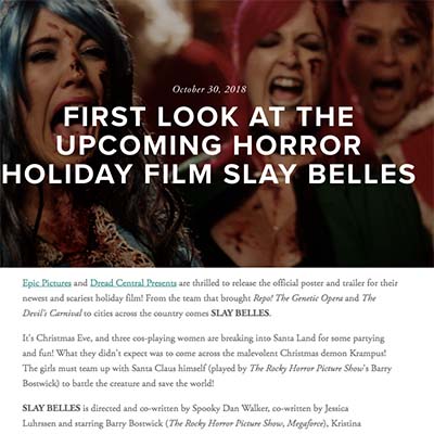 FIRST LOOK AT THE UPCOMING HORROR HOLIDAY FILM SLAY BELLES